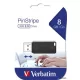 Pendrive, 8GB, USB 2.0, 10/4MB/sec, VERBATIM 'PinStripe', fekete