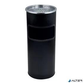   Kültéri szemetes, fém, tűzálló, kivehető hamutartóval, fekete, 25x58 cm