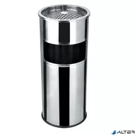   Kültéri szemetes, fém, tűzálló, kivehető hamutartóval, inox, 25x58 cm