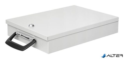 Fém dokumentum tároló doboz,  A4, 35,5x26x6,7 cm, WEDO világos szürke