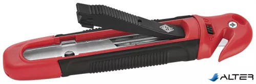 Univerzális kés, 18 mm, fóliavágóval, WEDO, "Safety" piros/fekete