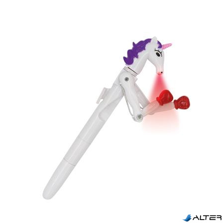 Unikornis golyóstoll, 1 mm, LED fénnyel, WEDO 'Lucky Punch', kék