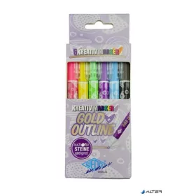   Filctoll készlet, 1-2 mm, metál arany, WEDO, 6 különböző színű kontúrral