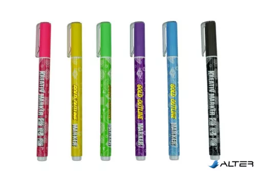 Filctoll készlet, 1-2 mm, metál arany, WEDO, 6 különböző színű kontúrral