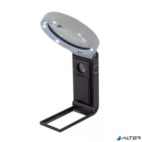   Nagyító, 90 mm, kihajtható állvánnyal, LED fénnyel, WEDO, fekete/fehér
