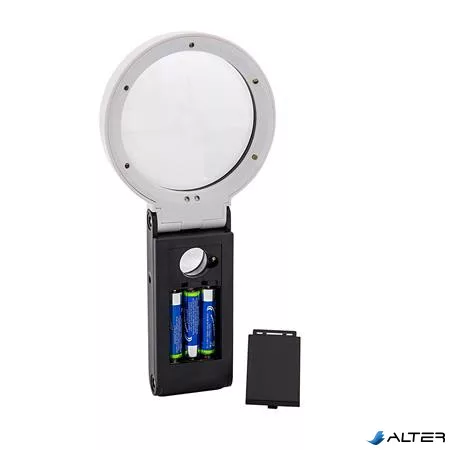 Nagyító, 90 mm, kihajtható állvánnyal, LED fénnyel, WEDO, fekete/fehér