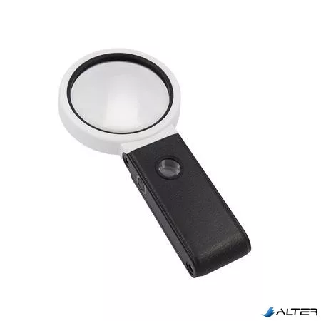 Nagyító, 90 mm, kihajtható állvánnyal, LED fénnyel, WEDO, fekete/fehér