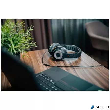 Fejhallgató, mikrofonnal, USB-C, VERBATIM 'TruSound Headset', fekete