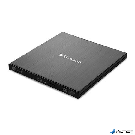 Blu-ray író, (külső meghajtó), 4K Ultra HD, USB 3.1 GEN 1 USB-C, VERBATIM "Slimline"
