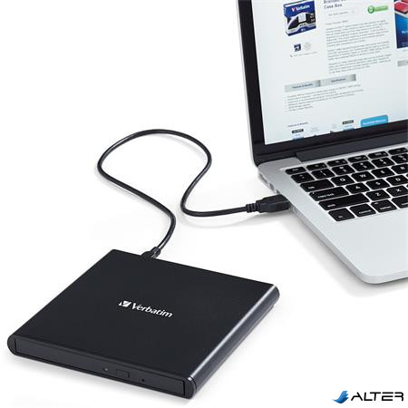 Blu-ray író, (külső meghajtó), 4K Ultra HD, USB 3.1 GEN 1 USB-C, VERBATIM 'Slimline'