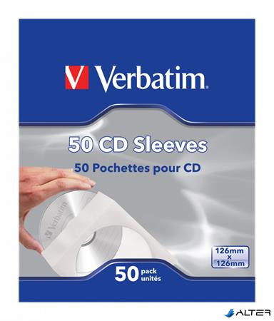 CD/DVD boríték, papír, ablakos, bebújtatós fül, VERBATIM, fehér