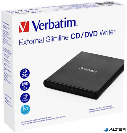 CD/DVD író, USB 2.0, külső, VERBATIM