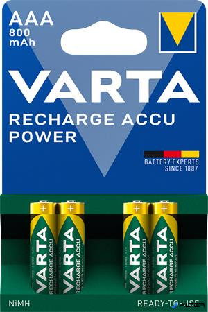 Tölthető elem, AAA mikro, 4x800 mAh, előtöltött, VARTA 'Power'