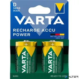   Tölthető elem, D góliát, 2x3000mAh, előtöltött, műanyagmentes, VARTA 'Power'