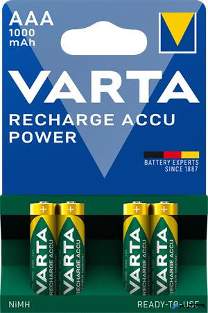 Tölthető elem, AAA mikro, 4x1000 mAh, előtöltött, VARTA 'Power'