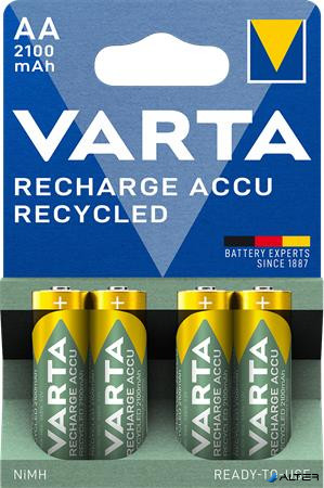 Tölthető elem, AA, ceruza, újrahasznosított, 4x2100 mAh, VARTA