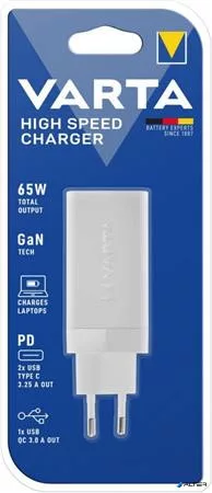 Hálózati töltő, 1xUSB, 2x USB-C kimenet, 65W, VARTA "High Speed"