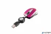 Egér, vezetékes, optikai, kisméret, USB, VERBATIM 'Go Mini', ezüst-ciklámen
