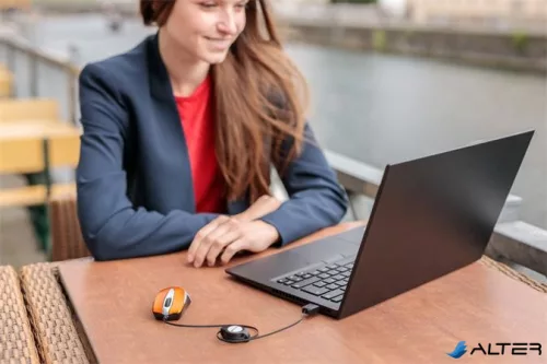 Egér, vezetékes, optikai, kisméret, USB, VERBATIM 'Go Mini', ezüst-lávaszínű