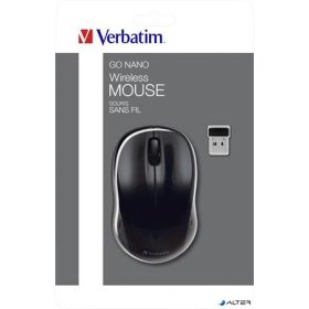   Egér, vezeték nélküli, optikai, közepes méret, USB, VERBATIM 'Go', fekete
