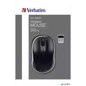   Egér, vezeték nélküli, optikai, közepes méret, USB, VERBATIM 'Go', fekete