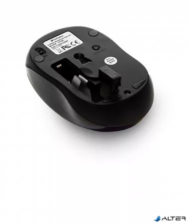 Egér, vezeték nélküli, optikai, közepes méret, USB, VERBATIM "Go", fekete