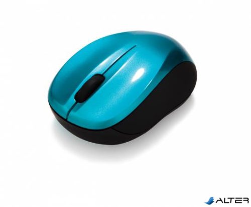 Egér, vezeték nélküli, optikai, közepes méret, USB, VERBATIM 'Go', karibikék
