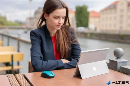 Egér, vezeték nélküli, optikai, közepes méret, USB, VERBATIM "Go", karibikék