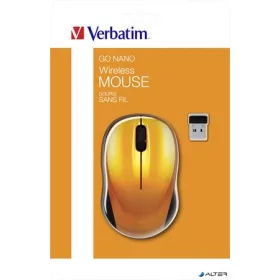   Egér, vezeték nélküli, optikai, közepes méret, USB, VERBATIM 'Go', lávaszínű