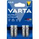 Elem, AAA mikro, 4 db, lítium, VARTA 'Ultra Lithium'