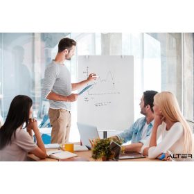   Flipchart üvegtábla, mobil, 75,5 × 106,5 cm, VICTORIA VISUAL