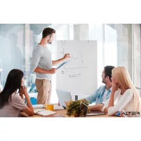   Flipchart üvegtábla, mobil, 75,5 × 106,5 cm, VICTORIA VISUAL