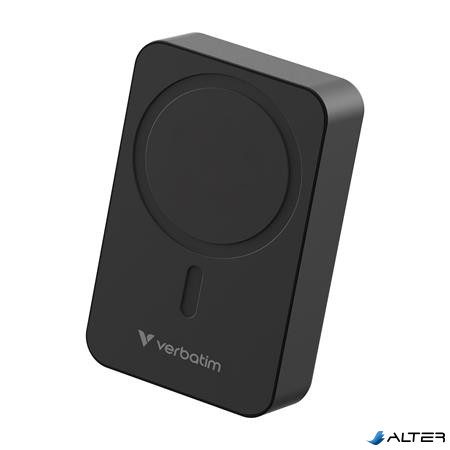 Power bank, külső akkumulátor, mágneses, 20.000mAh, kitámasztó, VERBATIM "Charge n Go Essentials", fekete
