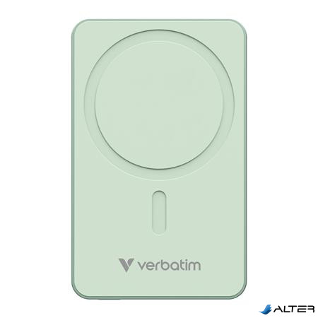 Power bank, külső akkumulátor, vezeték nélküli, 10.000mAh, VERBATIM "Charge n Go Essentials", zöld