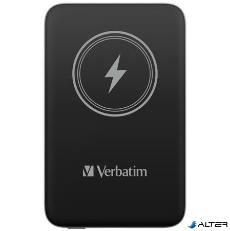 Hordozható akkumulátor, vezeték nélküli töltés, 10000 mAh, VERBATIM "MCP-10, fekete
