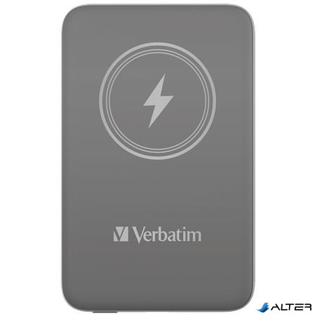 Hordozható akkumulátor, vezeték nélküli töltés, 10000 mAh, VERBATIM "MCP-10, szürke