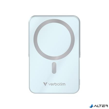 Power bank, külső akkumulátor, mágneses (vezeték nélküli), 10.000mAh, kitámasztó, VERBATIM "Charge n Go", kék