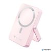 Power bank, külső akkumulátor, mágneses (vezeték nélküli), 10.000mAh, kitámasztó, VERBATIM "Charge n Go", rózsaszín