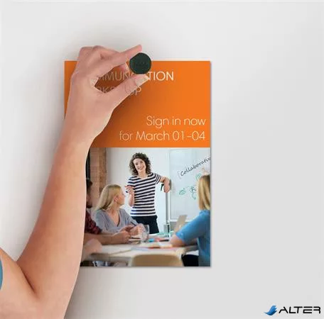 Korong mágnes, fehértáblához, 30 mm, 4 db, NOBO, fekete