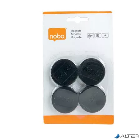 Korong mágnes, fehértáblához, 38 mm, 4 db, NOBO, fekete