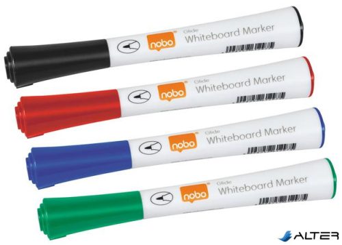 Táblamarker, kúpos hegyű, 1 mm, NOBO "Glide", 4 különböző szín