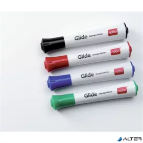   Tábla- és flipchart marker, 3 mm, kúpos, NOBO "Glide", 4 különböző szín