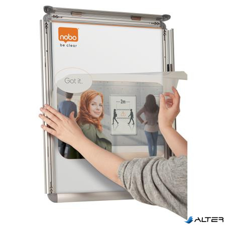 Posztertábla, fali, A4 méret, alumínium keret, NOBO 'Essence'