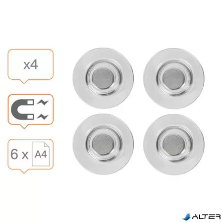 Erős mágnes, 4 db, üvegtáblákhoz, NOBO, átlátszó