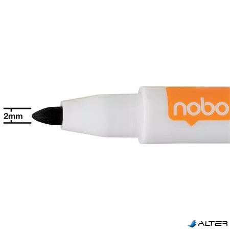 Táblamarker, kúpos hegyű, 2 mm, mágneses kupakkal, NOBO, fekete
