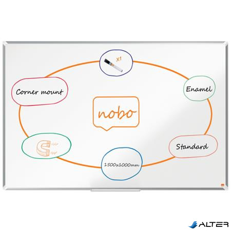 Fehértábla, zománcozott, mágneses, 150x100 cm, alumínium keret, Ecolabel, NOBO 'Premium Plus'
