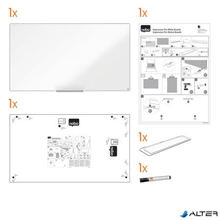 Fehértábla, mágneses, széles képarány, 32"/71x40 cm, alumínium keret, NOBO "Impression Pro"