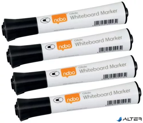 Táblamarker, kúpos hegyű, 2 mm, 10 db, NOBO "Glide", fekete