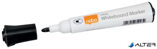 Táblamarker, kúpos hegyű, 2 mm, 10 db, NOBO "Glide", fekete