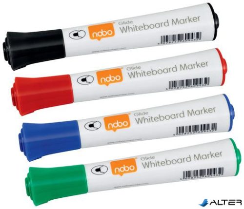 Táblamarker, kúpos hegyű, 2 mm, 10 db, NOBO "Glide", vegyes